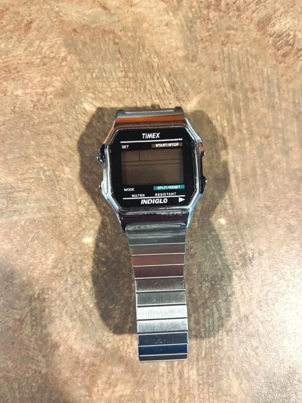 Timex Indiglo Digital Silver-Tone Stainless Steel Water Resistant Watch